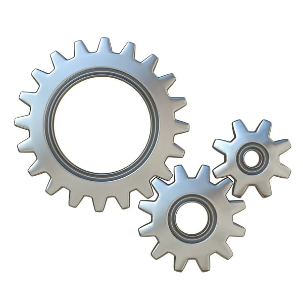 Three metal gears 3D — Stock Photo, Image