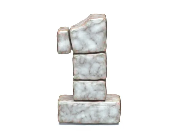 Rock masonry font Number 1 ONE 3D — Stock Photo, Image