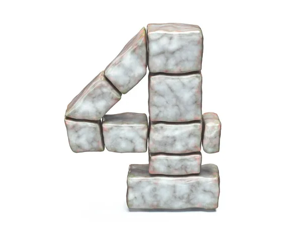 Rock masonry font Number 4 FOUR 3D — Stock Photo, Image