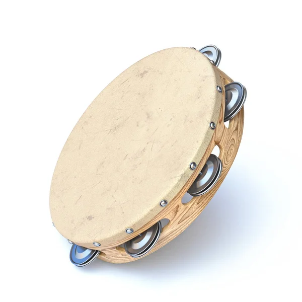 Wooden tambourine 3D — Stock Photo, Image