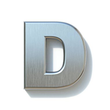 Fırçalanmış metal yazı tipi D harfi 3d
