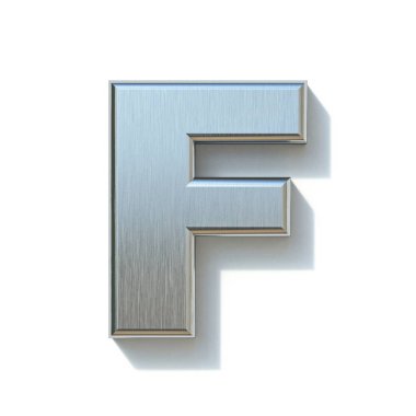 Fırçalanmış metal yazı tipi F harfi 3d