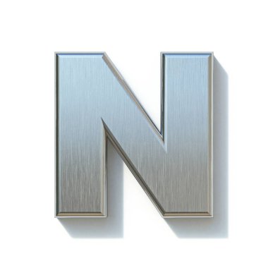 Fırçalanmış metal yazı tipi N 3d harfi
