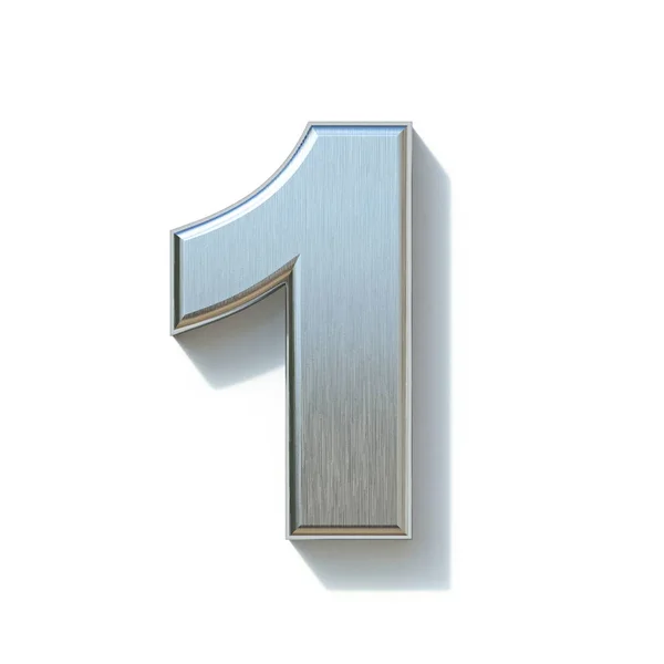Brushed metal lettertype Number 1 One 3d — Stockfoto