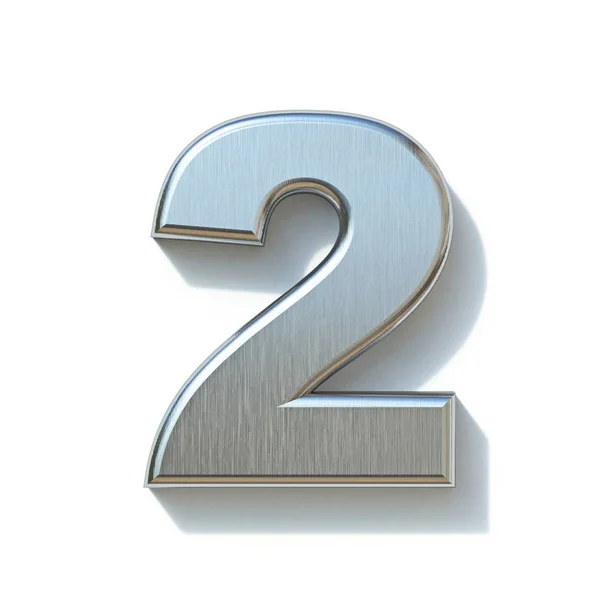 Brushed metal font Number 2 TWO 3D — Stock Photo, Image
