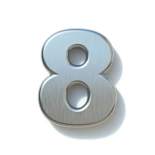 Brushed metal font Number 8 Eight 3d — Stock fotografie