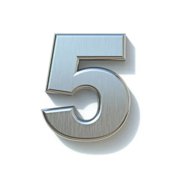 Brushed metal font Number 5 FIVE 3D — ストック写真