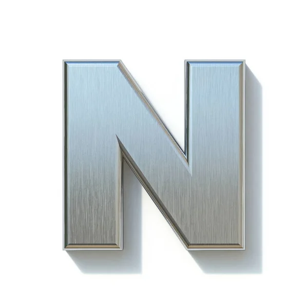 Brushed metal font Letter N 3D — ストック写真