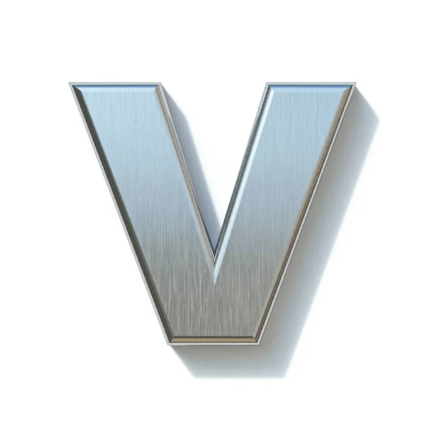 Brushed metal lettertype Letter V 3d — Stockfoto