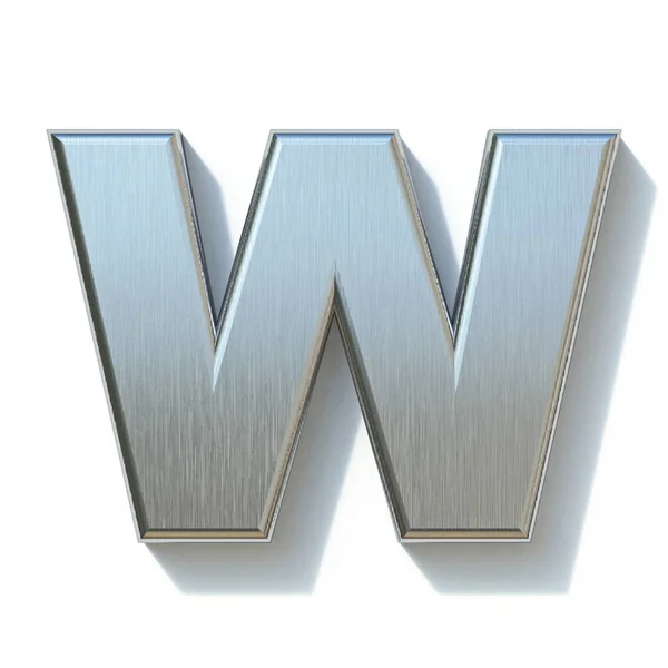 Βουρτσισμένο μέταλλο γραμματοσειρά Γράμμα W 3d — Φωτογραφία Αρχείου