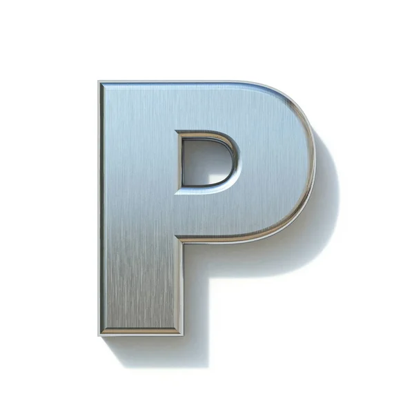 Βουρτσισμένο μέταλλο γραμματοσειρά Letter P 3d — Φωτογραφία Αρχείου