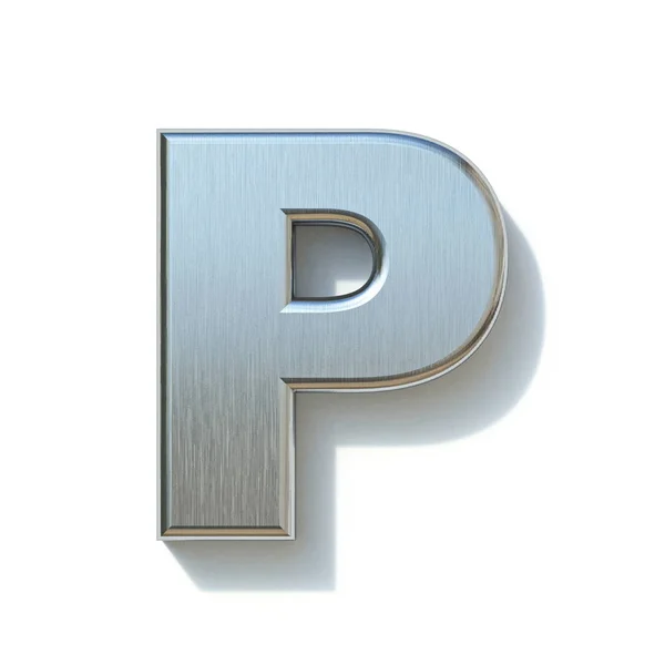 Brushed metal lettertype Letter P 3d — Stockfoto