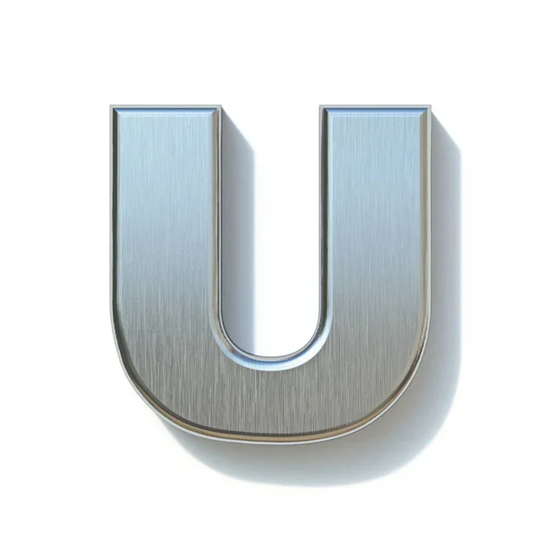 Brushed metal font Letter U 3D — 스톡 사진
