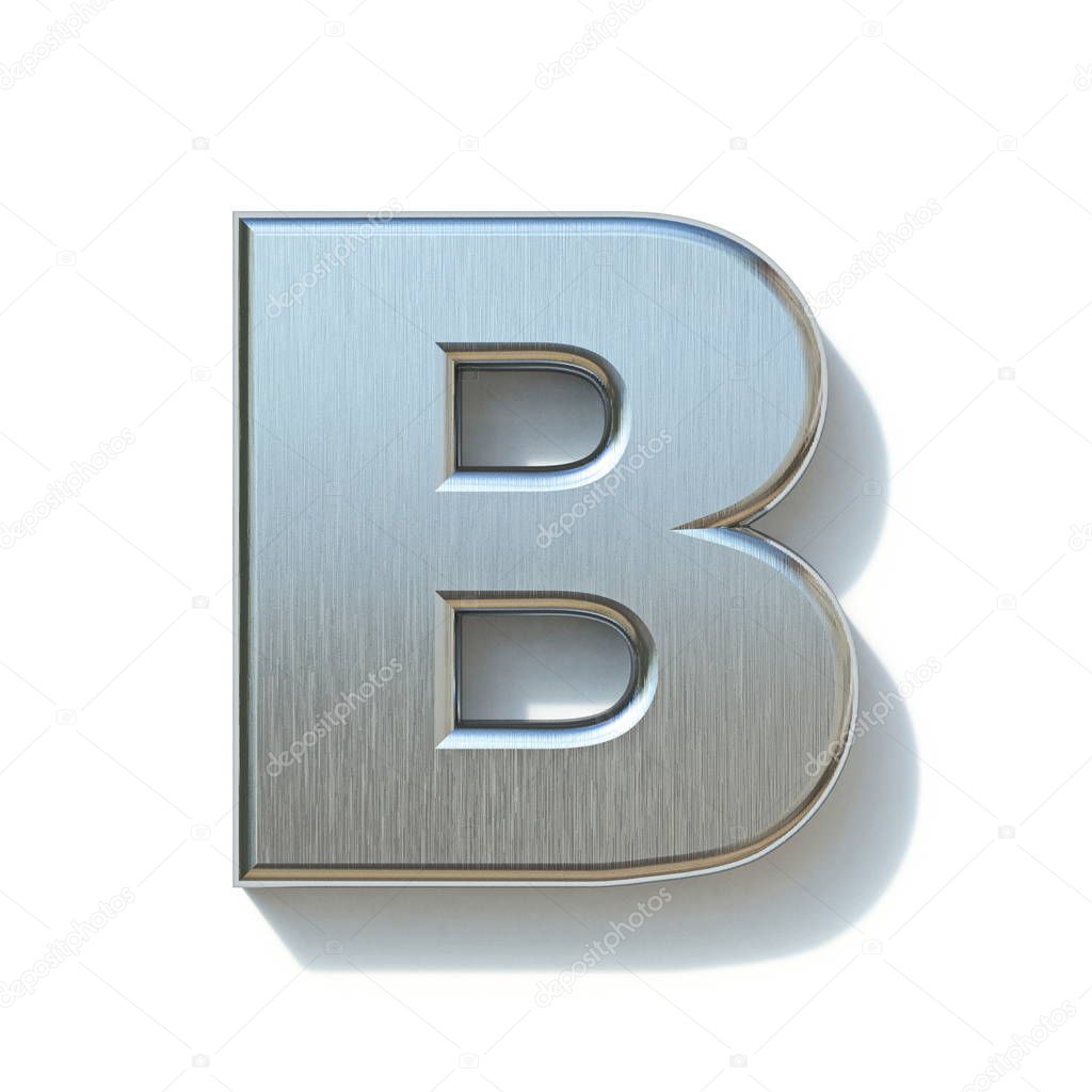 Brushed metal font Letter B 3D