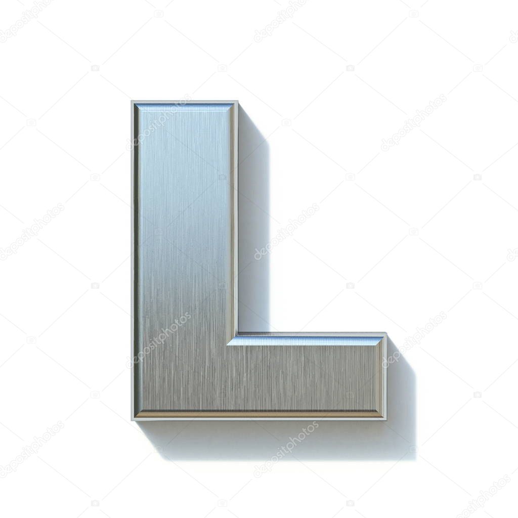 Brushed metal font Letter L 3D