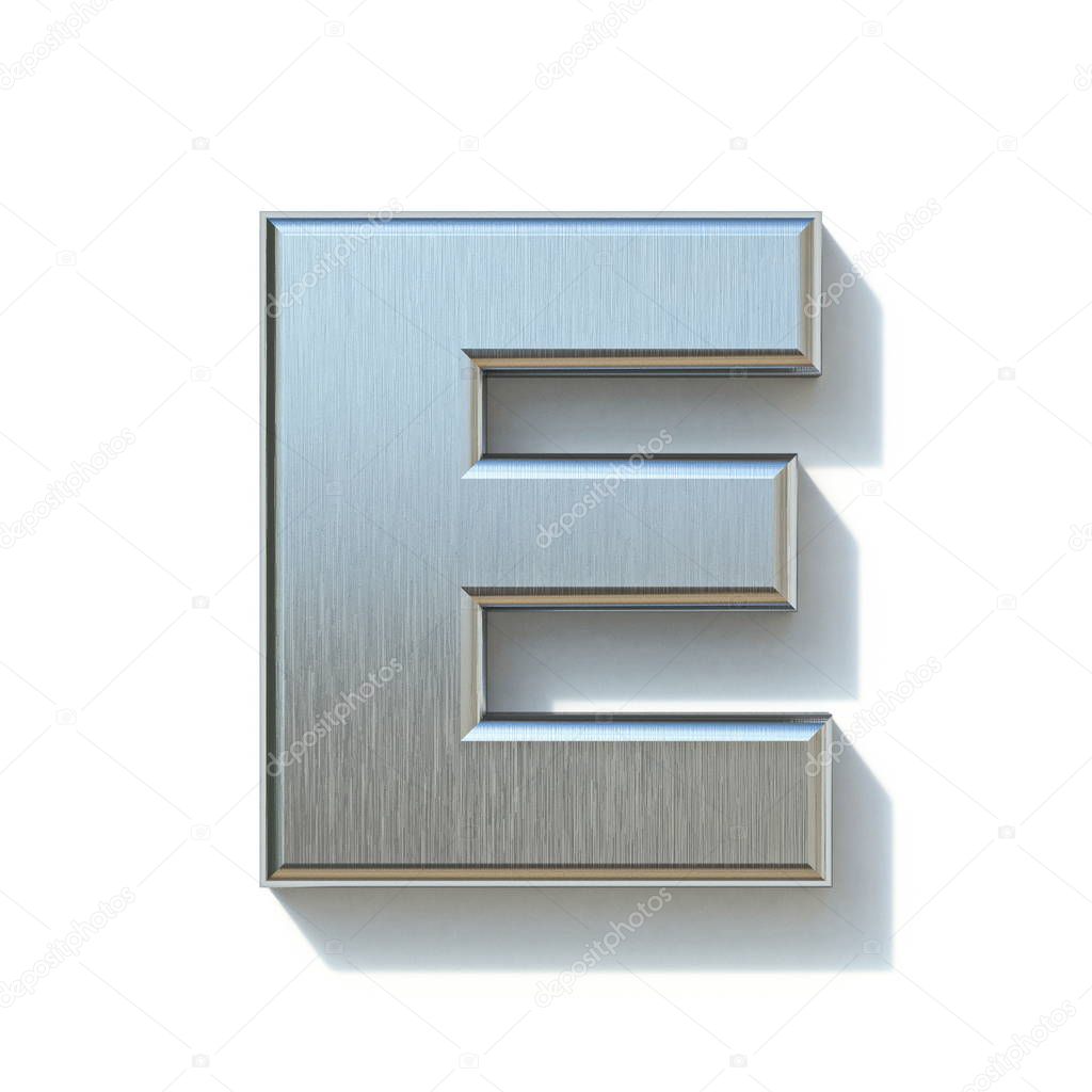 Brushed metal font Letter E 3D