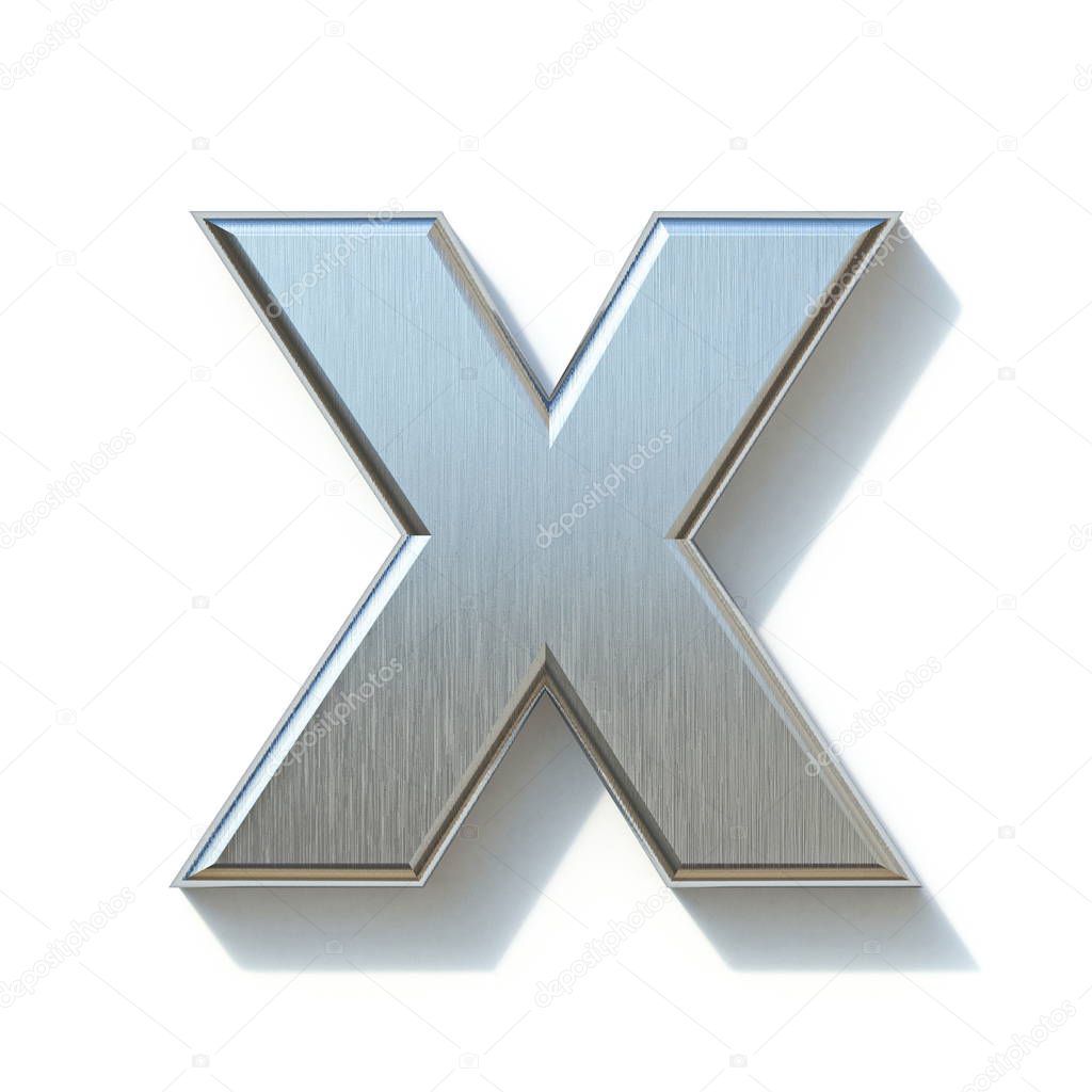 Brushed metal font Letter X 3D