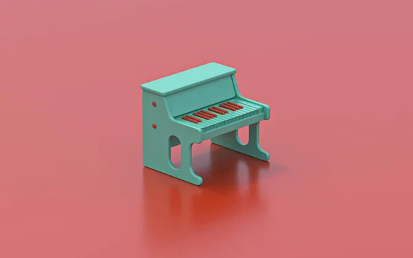 Pequeño juguete de piano verde 3D — Foto de Stock