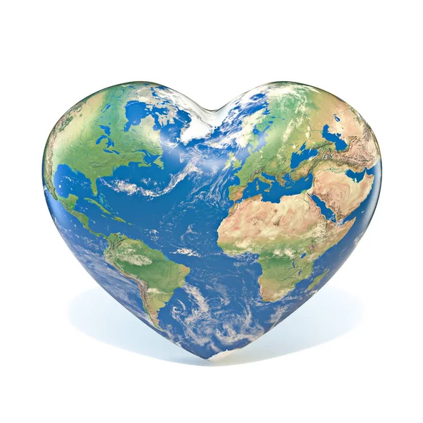 Земной шар в форме сердца 3D — стоковое фото