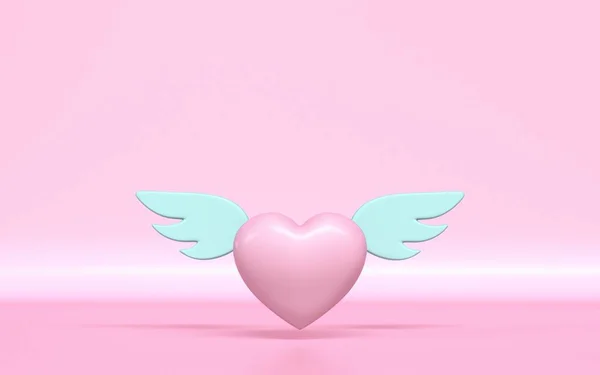 Сердце с крыльями ангелов 3D — стоковое фото