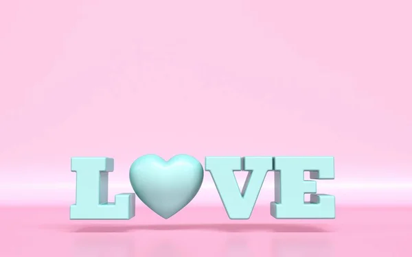 Tekst Miłość z kształtem serca 3d — Zdjęcie stockowe