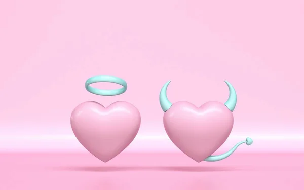 Angel and devil heart 3D