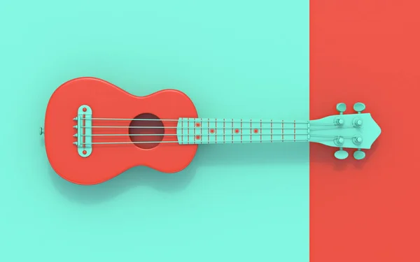 Groen rood sopraan ukelele Bovenaanzicht 3d — Stockfoto