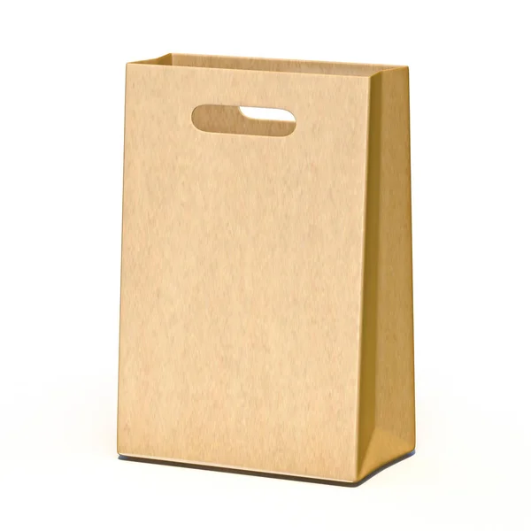 Brown Paper Carry Bag Render Illustration Isolated White Background — Stock Photo, Image