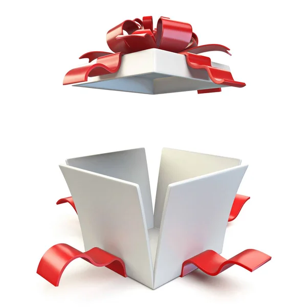 Opened Gift Box Render Illustration Isolated White Background — Stock Photo, Image