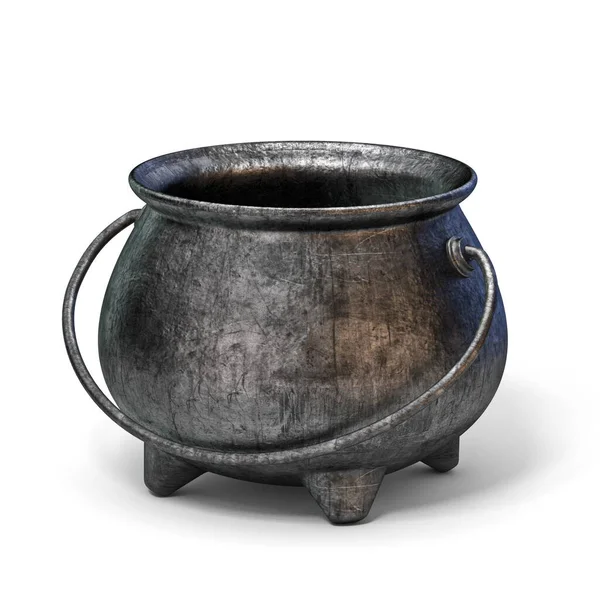 Empty Iron Cauldron Render Illustration Isolated White Background — Stock Photo, Image