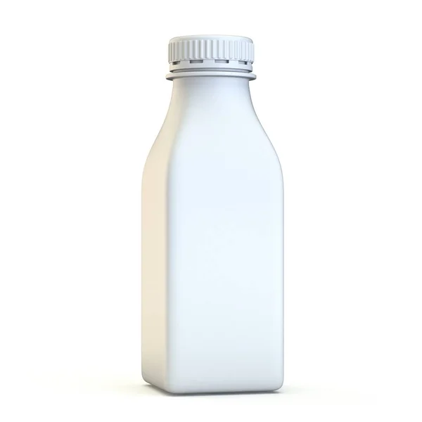 Vierkante Plastic Fles Met Deksel Verticale Weergave Illustratie Geïsoleerd Witte — Stockfoto