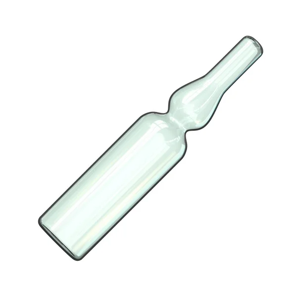 Angled Empty Glass Ampoule Render Illustration Isolated White Background — Stock Photo, Image