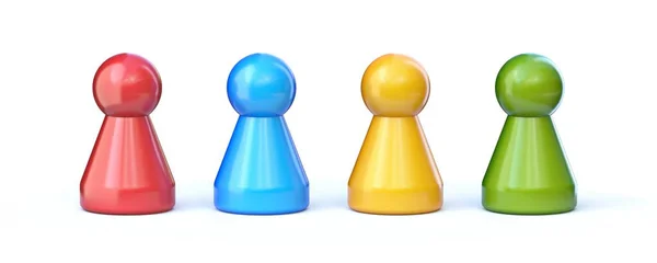 Game Pawns 3D渲染图解隔离在白色背景下 — 图库照片