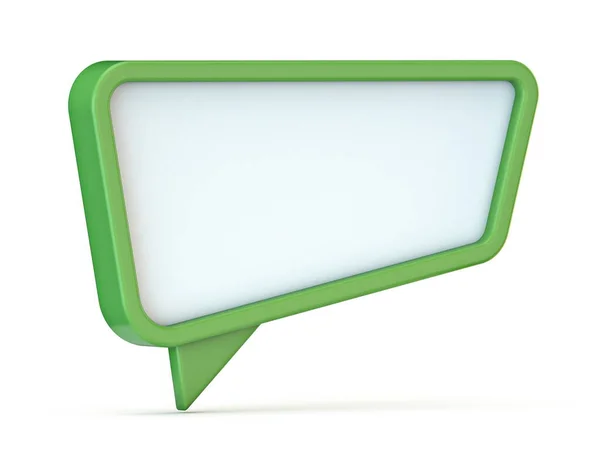 緑のスピーチバブルトラペゾイド形状白い背景に隔離された3Dレンダリングイラスト — ストック写真
