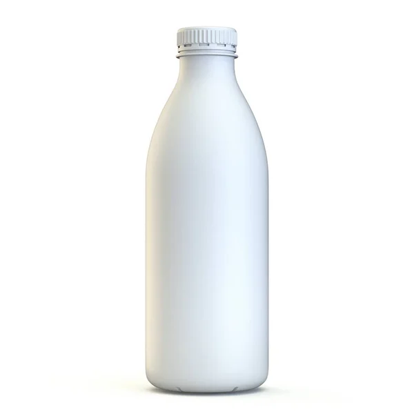白色大塑料瓶与盖前视图3D渲染插图隔离在白色背景 — 图库照片