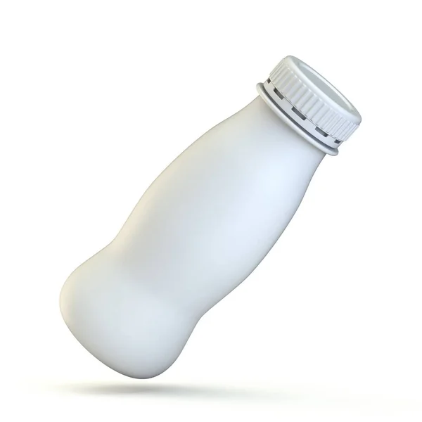 Pequeña Botella Plástico Blanco Con Tapa Ilustración Renderizado Aislada Sobre —  Fotos de Stock