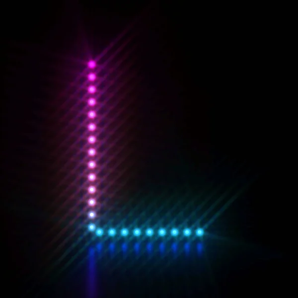 Pink Blue Dot Light Font Letter Render Ilustração Isolada Preto — Fotografia de Stock