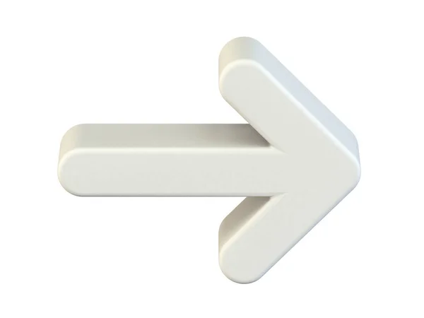 白の背景に孤立した白の矢印アイコン3Dレンダリングイラスト — ストック写真