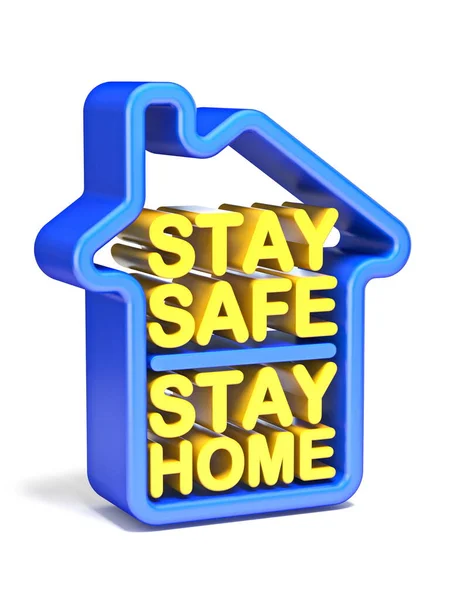 Tekst Pobyt Bezpieczeństwo Stay Home Kształcie Domu Renderowania Ilustracja Izolowana — Zdjęcie stockowe