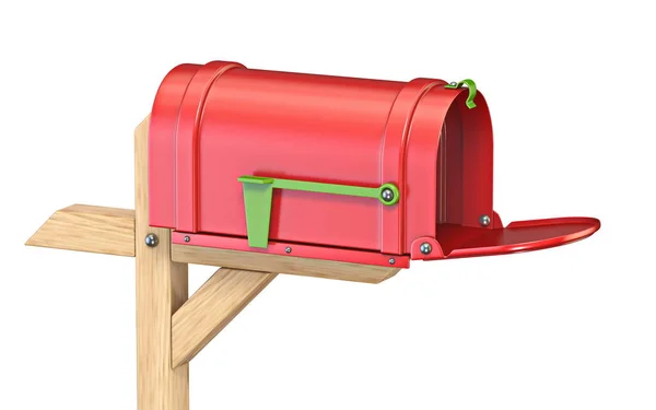 Empty Mailbox Flag Render Illustration Isolated White Background — Stock Photo, Image