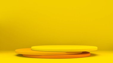 Sarı arkaplanda üç silindir 3D canlandırma