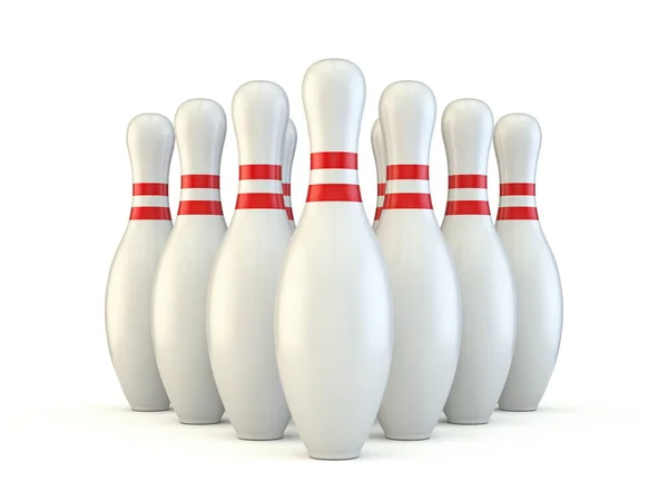 Bowling Pinnen Weergave Illustratie Geïsoleerd Witte Achtergrond — Stockfoto