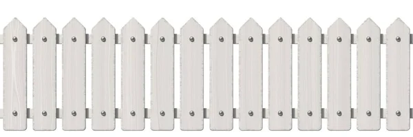 White Wooden Fence Render Illustration Isolated White Background — Stock Photo, Image