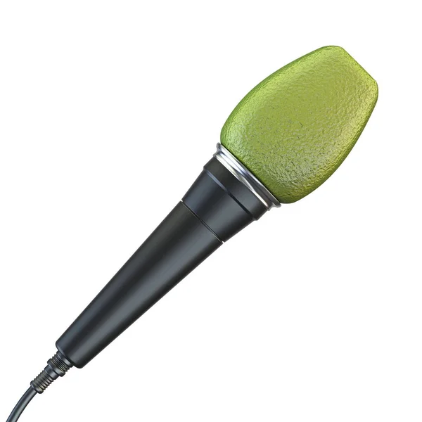 Green Microphone Render Illustration Isolated White Background — Stock Photo, Image