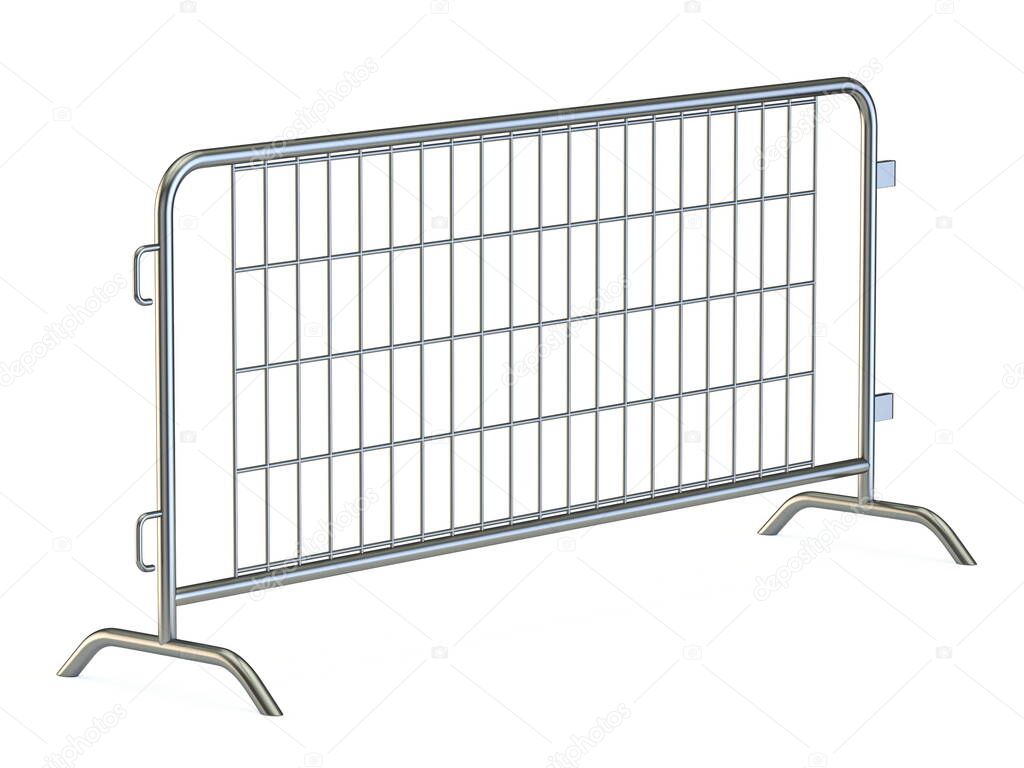 Steel fence 3D rendering illustration isolated on white background