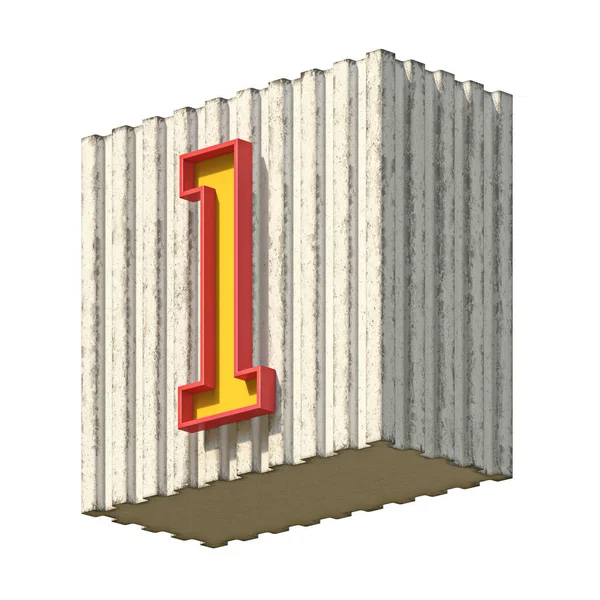 古色古香的混凝土红黄色数字3D渲染图解隔离在白色背景 — 图库照片