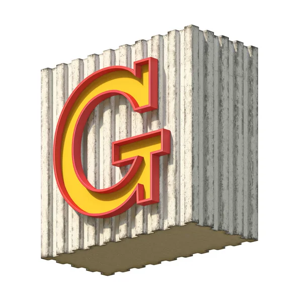 Vintage Beton Rood Geel Lettertype Letter Render Illustratie Geïsoleerd Witte — Stockfoto