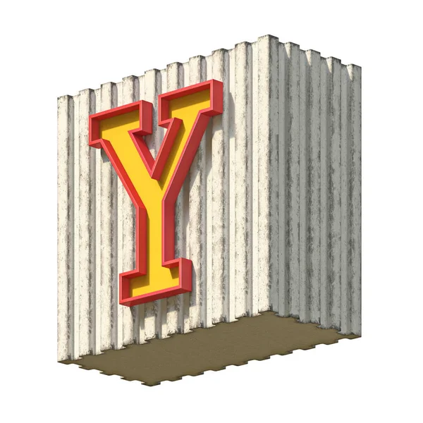 古色古香的混凝土红色黄色字体字母Y 3D渲染图解隔离在白色背景 — 图库照片
