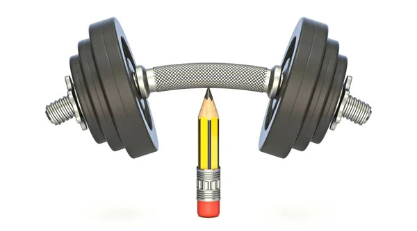 Heavy Dumbbell Top Sharp Pencil Render Illustration Isolated White Background — Stock Photo, Image