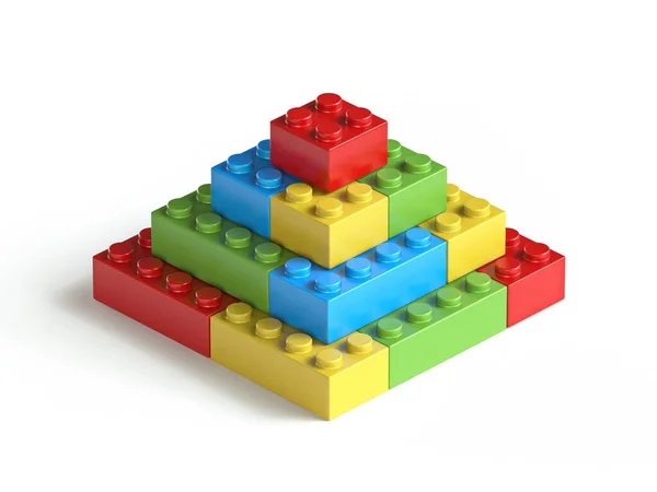 Toy Brick Pyramid Render Illustration Isolated White Background — Stock Photo, Image